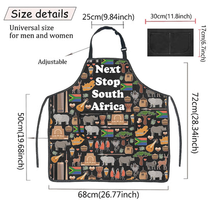 JXGZSO South Africa Symbols Gift Next Stop South Africa Apron With Pockets South Africa Trip Gift Chef Cooking Apron