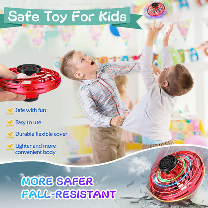 Flying Spinner, FingerToys Magic Flying Spinner, Mini Drones for Kids Adults, Hand Operated Drones Small Sensor Flying Ball Toy with LED Light Indoor Outdoor