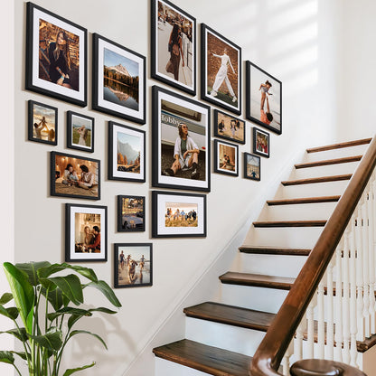 HappyHapi 4x6 Picture Frames Set of 10, Tabletop or Wall Display Pictures 3.5x5 with Mat or 4x6 Without, Multi Photo Frames Collage (Black)
