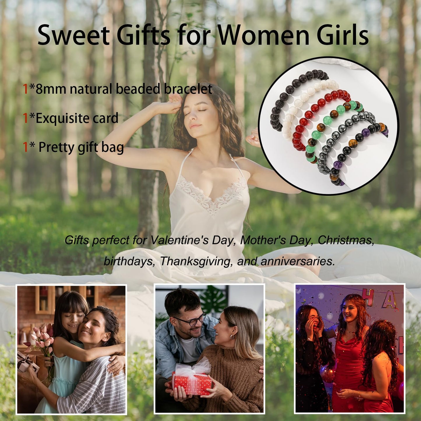 Gnamy Red Carnelian Bracelet for Women, Healing Crystal Spiritual Anxiety Healing Natural Stone Beads Bracelets Birthday Jewelry Gifts for Mom Girlfriend Sister Friends Her