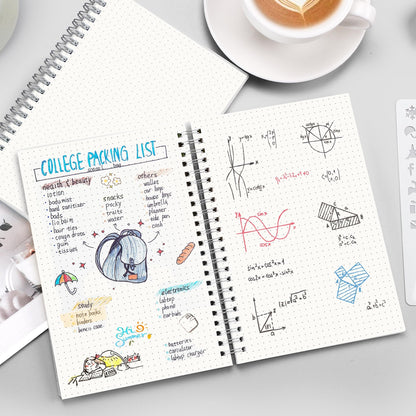 RETTACY Dotted Journal Notebook, 3-Pack, 160 Pages per Pack, A5 Medium Size (5.7'' × 8.3''), 100 GSM Thick Paper, Spiral-bound, Flexible Plastic Cover, for Journaling, Planning, Tracking