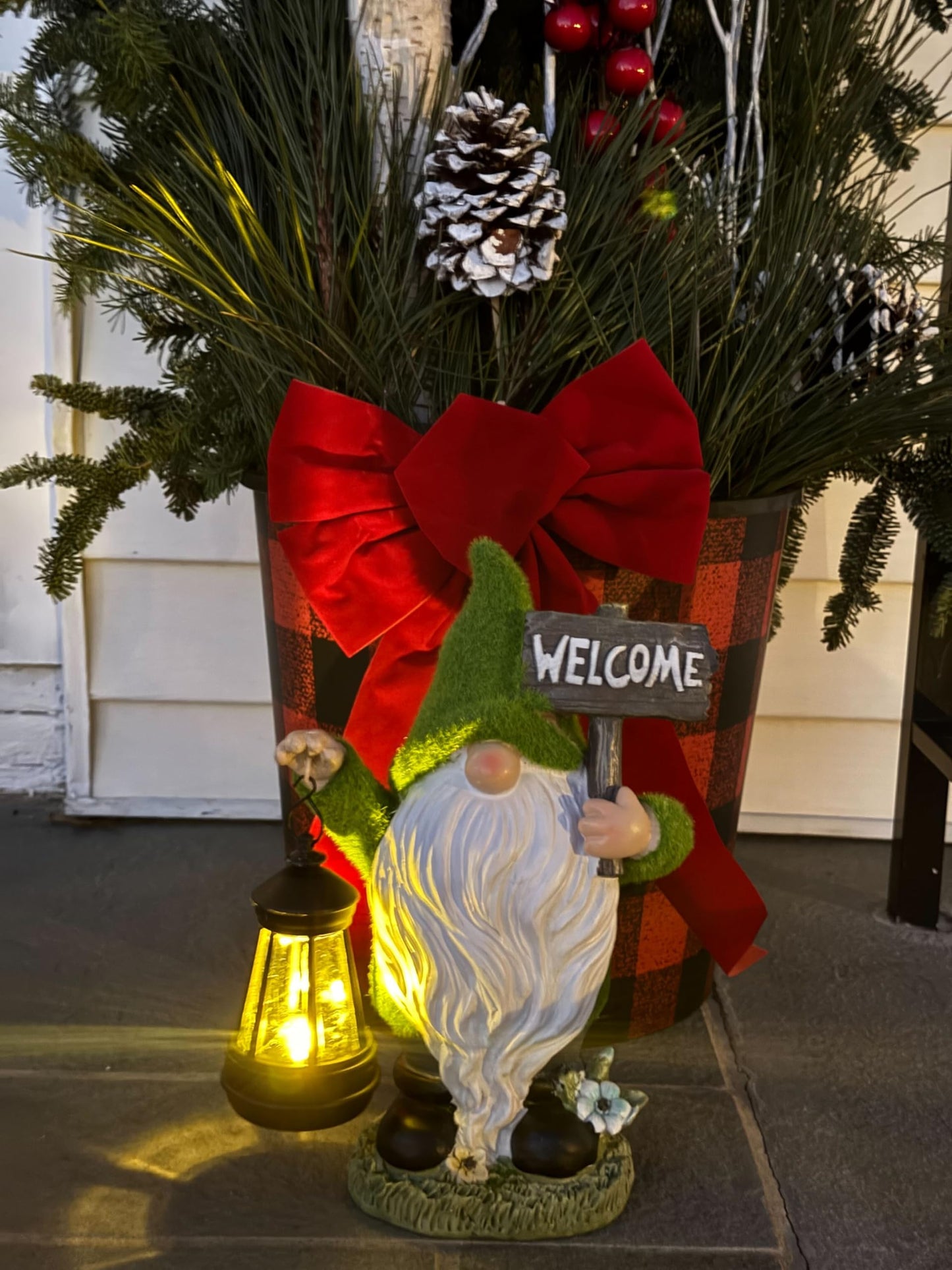 IMPECCABLE GOODS Garden Gnomes Outdoor with LED Solar Light - 11’’ Spring Season Gnome - Funny Decorations, Ornaments - Home, Yard, Patio, Solar Lantern Garden Statues - Housewarming, Birthday