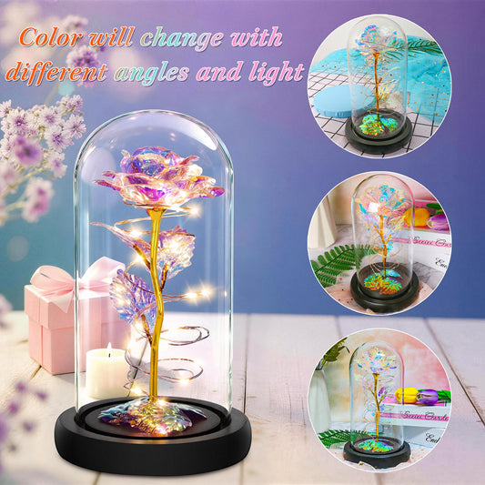 Childom Mothers Day Mom Gifts for Mom,Birthday Gifts for Women Moms Grandma,Flowers for Delivery Prime,Colorful Light Up Rose in A Glass Dome,Anniversary Valentines Roses Gift for Her Wife Daughter