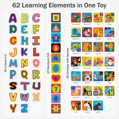 Atoylink Alphabet Nesting Stacking Blocks for Toddlers, 10-Piece Educational Toys with Magnetic ABC Letters, Numbers 0-9, 26 Animals, Sorting Storage Cubes for Kids Age 18 Months 2 3 4 Year