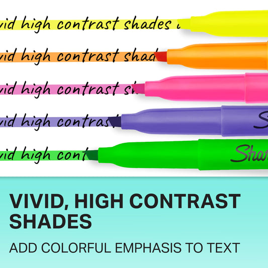 Sharpie Pocket Highlighters, Chisel Tip, Assorted Colors, 24 Count - Back to School, Office, Teacher Supplies