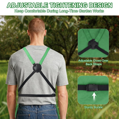 ZIOZERTT Gardening Apron, Harvest Garden Aprons with Pockets for Women and Men, Canvas Gardening Supplies Tool Belt, Gardening Gifts for Mom, Dad, Gardeners,Green