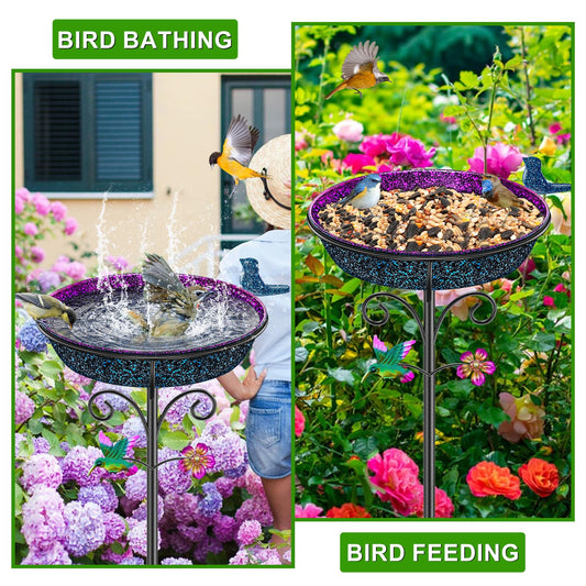 VeyFolzin.st Metal Bird Bath for Outside, Freestanding Garden Bird Baths Bowl, Vintage Birdbath for Outdoors Yard Garden Lawn Decor Decor (Gradient Purple)