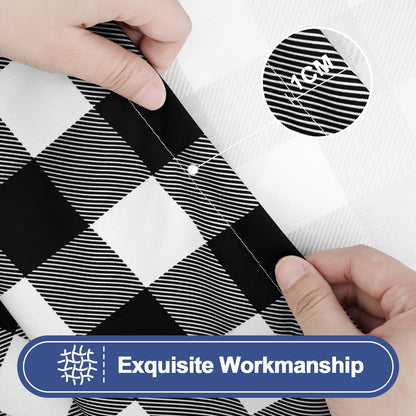Smiry Picnic Table Cloth 6 Pack, Waterproof Elastic Fitted Tablecloths for 24x48 Rectangle Tables, Washable Polyester Buffalo Plaid Tablecloth for Camping, Dining & Outdoor (Black & White, 24" x 48")