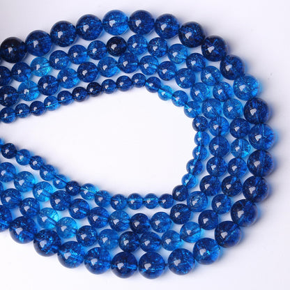 60pcs 6mm Natural Blue Crystal Crackle Quartz Stone Round Loose Beads for Jewelry Making DIY Bracelets Necklaces Energy Healing Stone Beads 15"(6mm, Blue Crackle Quartz)
