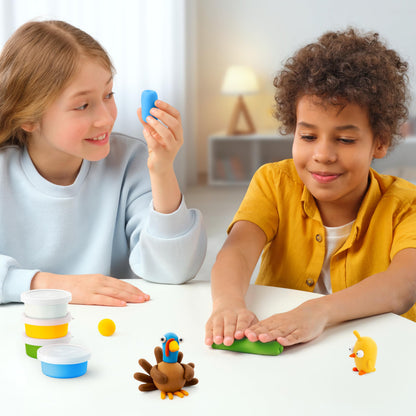 HEY CLAY Colorful Modeling Air Dry Clay for Kids 6 cans with Fun Interactive Instructions App - Kids Activities Age 3+ (Farm Birds: Duck, Goose, Hen)