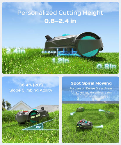 YARDCARE 2026 New M800Plus Robot Lawn Mower, GPS & 3D Vision, with 32.8 ft Magnetic Stripe, Obstacle Avoidance, Auto-Charging, APP Control, Bow-Shaped Mowing for Lawns up to 8611 sq.ft (Black)