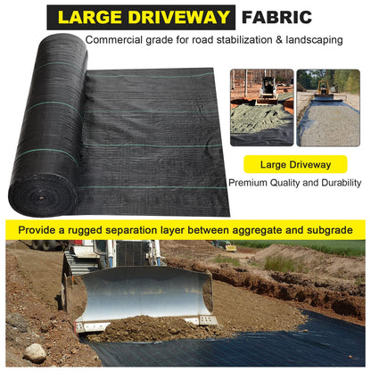 Driveway Fabric 6x300 ft - Commercial Weed Barrier, Heavy Duty 3.5OZ Landscape Fabric for Road, French Drain, Erosion Control, Construction Projects