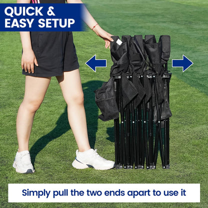 Permade Soccer Bench- Folding Team Bench Soccer 4 Seats, Portable Sideline Sports Benches with Mesh Seat and Back with Bag, Foldable Breathable Chairs for Sports Football Camp Events (Black
