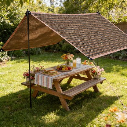 LCYFBE 90% Sun Shade Cloth with Grommets, 5 x 10 FT Pergola Shade Cover Canopy, Mesh Tarp Sun Screens for Patio, Outdoor, Garden, Backyard, Mocha