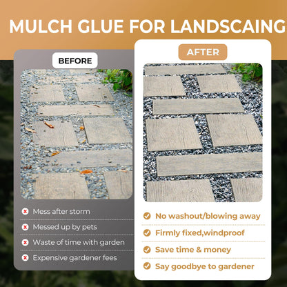 BALORIZ Mulch Glue - 68oz Mulch and Rock Glues for Landscaping, Pea Gravel & Bark, Strong Stabilizing Gravel Glue with Applicator Ready to Use Mulches Glues for Rocks Locking Most Mulches