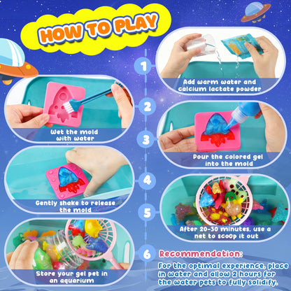 Magic Water Elf Toy Kit, Water Pets Toys for Kids, 36 Gels & 24 Molds, Aqua Fairy Water Gel Kit Squishy Maker, DIY Dinosaurs Space Make Your Own Squishies Sensory Toys, Crafts Gifts for Boys Girls 4+