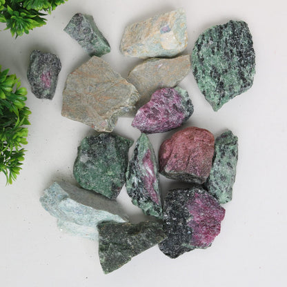 REAL-GEMS Natural Raw Healing Crystals Rough Stones for Tumbling, Cabbing, Polishing, Wire Wrapping, Wicca & Reiki Crystal Healing, Mix Gemstones,7 Chakra (Ruby Zozaite)
