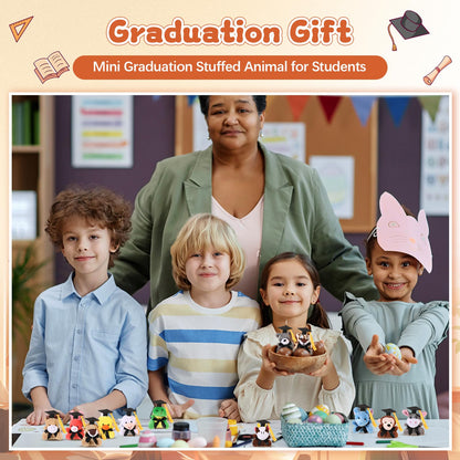 Blueweenly 12 Pcs 2026 Grad Stuffed Animal Bulk Mini Graduation Plush Animal Toy with Cap Class of 2026 Stuffed Bear Keychain for Party Decoration Goodie Bag Filler Toy Carnival Prizes Exchange Gift
