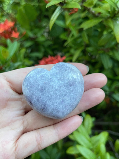 GAF TREASURES Lepidolite Gemstone Hearts, Polished Lepidolite Puffy Hearts, Lepidolite Crystal Palm Stone, Lepidolite Healing Crystal Hearts (1 Heart)