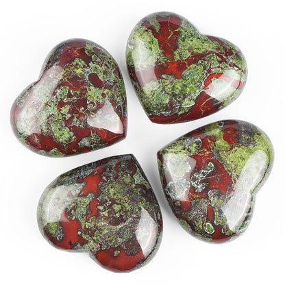 SMQ 60mm Dragon Blood Stone Crystal Heart Worry Stone Hand Carved Polished Gemstone Pocket Chakra Palm Love Worry Stones for Spiritual Healing Meditation
