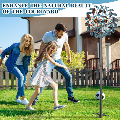 360° Wind Spinners Outdoor, Wind Sculptures Windmill with Metal Stake, 63.2" Kinetic Large Metal Yard Art Decor Spinners Pinwheels for Garden Outside Patio Lawn
