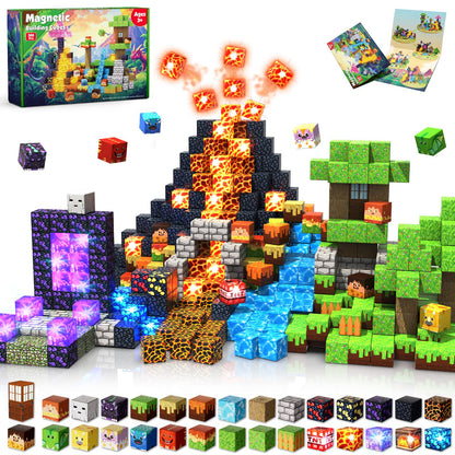 300 PCS Magnetic Blocks with Light Blocks - Easter Toys for Boys and Girls Age 3+ Years Old, Magnet Tiles Toys for Kids, Boys and Girls, Magnetic Building Blocks Cubes, Stacking Magnets for Kids