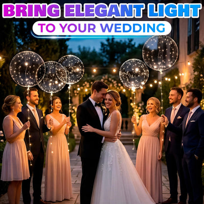 LED Light Up Balloons 10 Pack – 20" Transparent Glow Balloons Light Up with LED String Lights & Switch, Easy Air or Helium Use for Special Events, Weddings, Party Decorations & Festive Nights