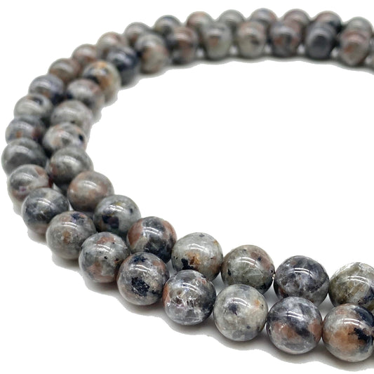 ABCGEMS (UV Glowing Rock - Authentic USA-Sourced) American Smoky Yooperlite Beads from Lake Superior (Flashing Flame Under Ultraviolet) DIY Jewelry Making Smooth Round 10mm