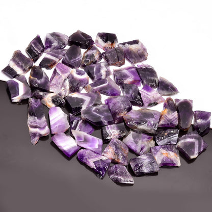 Natural Chevron Amethyst Raw Slice Gemstone- Healing Crystals for DIY Jewelry Making -Loose Natural Cabochon -Perfect for Crafting Unique Jewelry Designs (5 pcs, 25-35 mm)