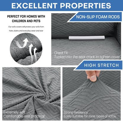 XINEAGE 2026 New Stretch Armchair Covers 1 Piece Chair Slipcovers Chair Protector for Living Room Thick Soft Chair Cover with Elastic Bottom Couch Cover for Pets Kids (31"-46", Light Gray)