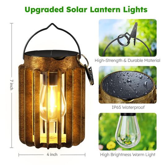 Ahaorigin Solar Lanterns Outdoor Waterproof, Brighter Up to 12 Hrs Outdoor Hanging Solar Lights, Outside Hanging Lanterns for Garden Porch Patio Yard Decor, Gifts for Women Mom Father 2 Pack