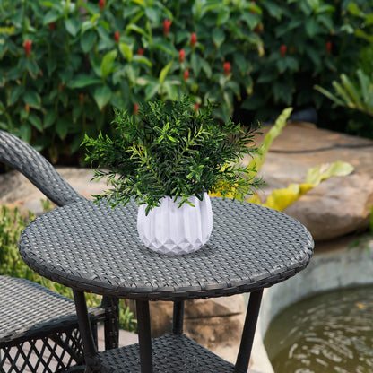 Winlyn 3 Pcs Faux Potted Plants Set - Artificial Eucalyptus, Rosemary, Boxwood Greenery in Small White Geometric Planters for Indoor Outdoor Desk Table Centerpiece Shelf Windowsill Home Office Decor
