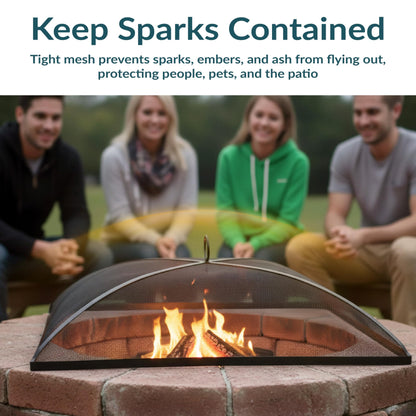 Sunnydaze Heavy-Duty Steel Mesh Fire Pit Spark Screen Cover - Outdoor Fire Pit Screen Cover - Square - Black - 24-Inch