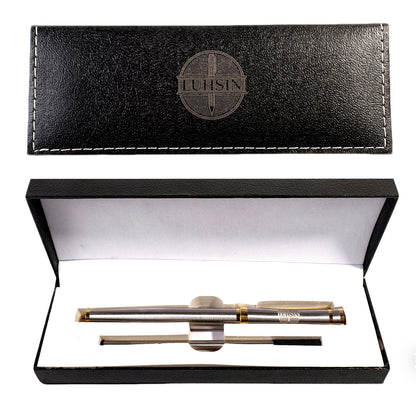LUHSIN Black Lacquer Rollerball Pen - Premium Luxury Writing Pen (Gold)