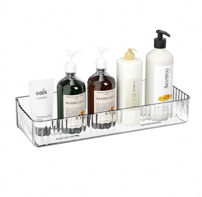 ZEXALOR Wall Mount Organizer for Kicthen, Bathroom, Dresser, Office, Pantry Storage and Organization - Clear Long Wall Basket Storage, Cabinet Door Organizer (13.9×4.7×2.8")