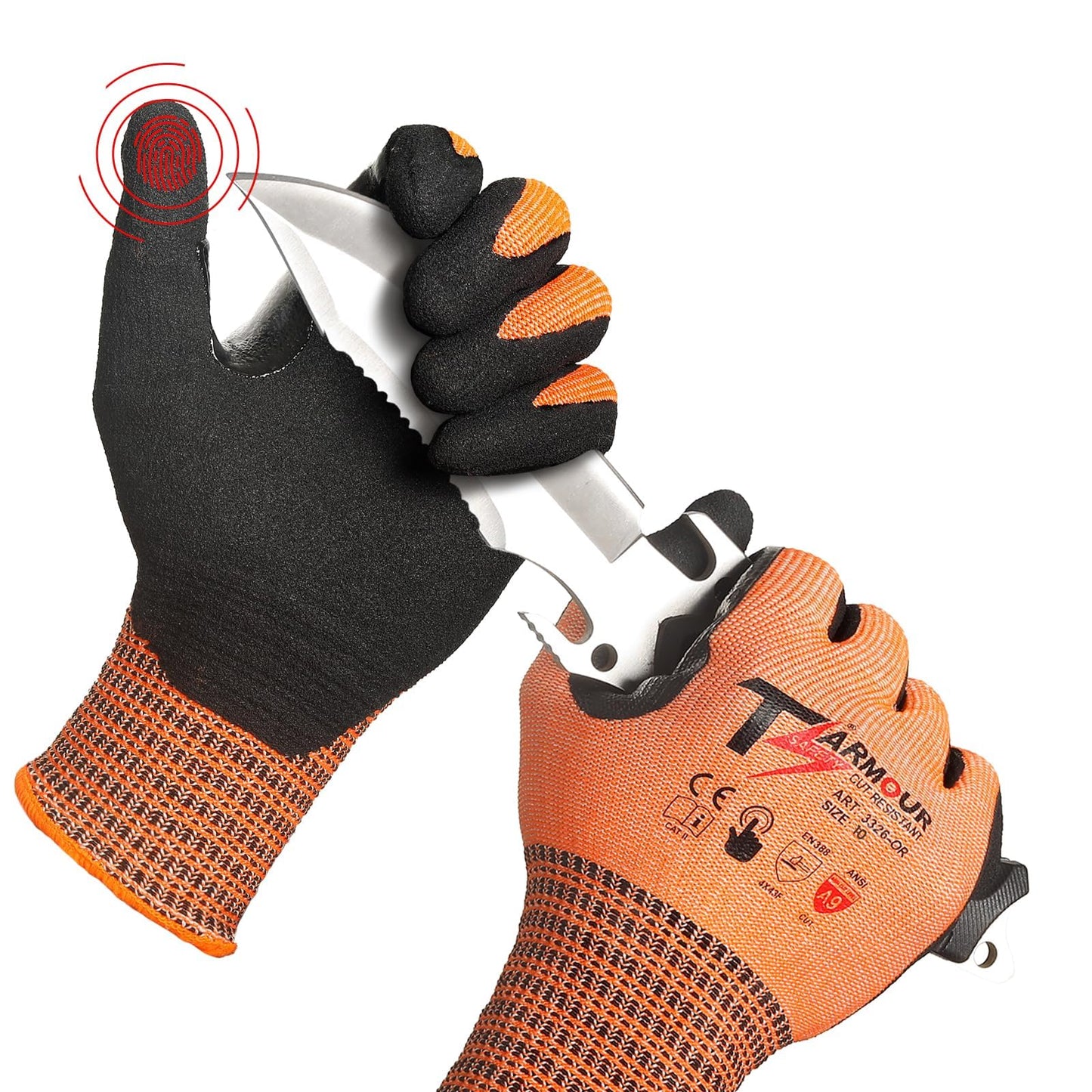 Highest Level Cut Resistant Gloves, ANSI A9 Cut Proof Work Gloves Men&Women Heavy Duty, Working Gloves Touch-Screen Compatible, Durable Cutting Gloves for Fishing, Woodworking, Gardening (L)