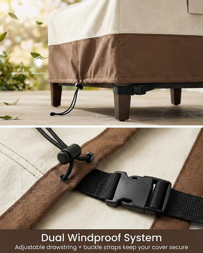 5 Piece Patio Furniture Cover Set, Waterproof Outdoor Furniture Covers for 3-Seater Sofa, Loveseat, Chairs & Coffee Table, Heavy Duty 600D Lawn Patio Set Covers, UV-Resistant All-Season, Beige&Brown