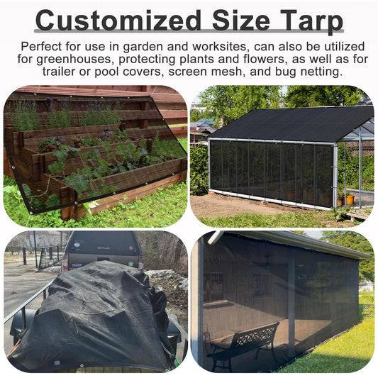 LOVE STORY 8x8FT Shade Cloth for Plant Heavy Duty Knitted Mesh Tarp with Grommets Screen Mesh Netting for Garden Patio Porch Pools Greenhouse Dump Truck