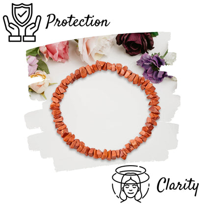 Amazing Gemstone Chips Bracelet (Red Goldstone)