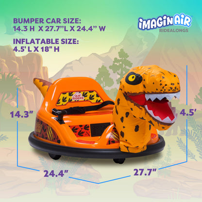 ImaginAir 6V Raptor Dinosaur Toys Bumper Car - Kids Car to Drive, Ride On Toy, Auto-Inflated, w/Music, Parent Remote Control, LED Lights, 360° Spin, 1 MPH, Max Weight of 66lbs, Age 1.5-4 Years