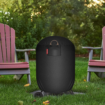 [2026 Upgraded 900D Fabric] Tall Fire Pit Cover Round for Firesense 01471 Fire Pit, 30"D x 44"H Wood Burning Chiminea Cover, 900D Heavy Duty Waterproof Fabric Charcoal Kettle Grill Cover-Black
