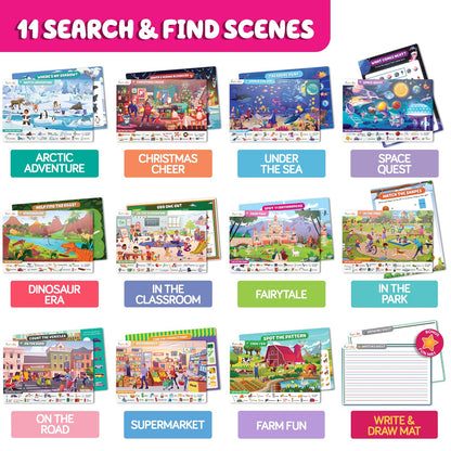 Funcils Search and Find for Kids & Toddlers - Preschool Learning Activity Book, Art and Craft Supplies, Seek Find Games, Birthday Gifts for Girls & Boys, Educational Toys for Ages 3, 4, 5, 6 Year Old