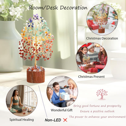 NUKAYAI 7 Chakra Crystal Tree of Life Gifts, Crystals and Healing Stones Crystal Tree Birthday Gift for Women, Feng Shui Meditation Positive Energy Home Decor Spiritual Tree of Life Gifts for Women