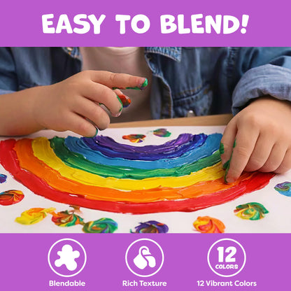 Finger Paint for Toddlers 1-3+, Washable Paint for Kids - Toddler Finger Painting - Non Toxic Baby Safe Toddler Art Supplies for Hand and Feet - Preschool Learning Activities Gifts for Kids Ages 2-4
