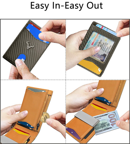 BULLIANT Slim Wallet Men, Leather Wallet Front Pocket Card Holders for Gift Men 3"X4.3"