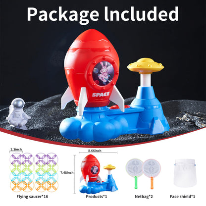 Outdoor Toys for Kids Ages 3-8: Flying Disc Rocket Launcher Toy Butterfly Chasing Games, Outside Activities Toy for Kids Ages 3 4 5 6 7 8, Yard Games Birthday Gift for Toddlers Boys Girls, Red