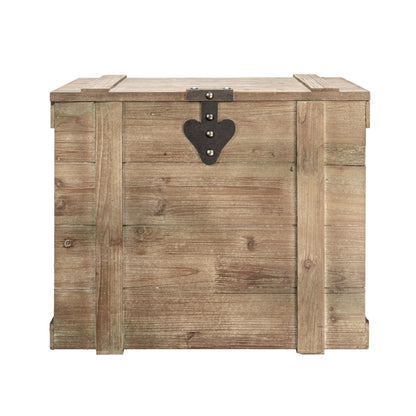 Household Essentials Antiqued Decorative Trunk, Large, Chinese Fir Panel and MDF, Smooth Backing and Metal Hinge Accent, Flat Top and Stay-Open Lid