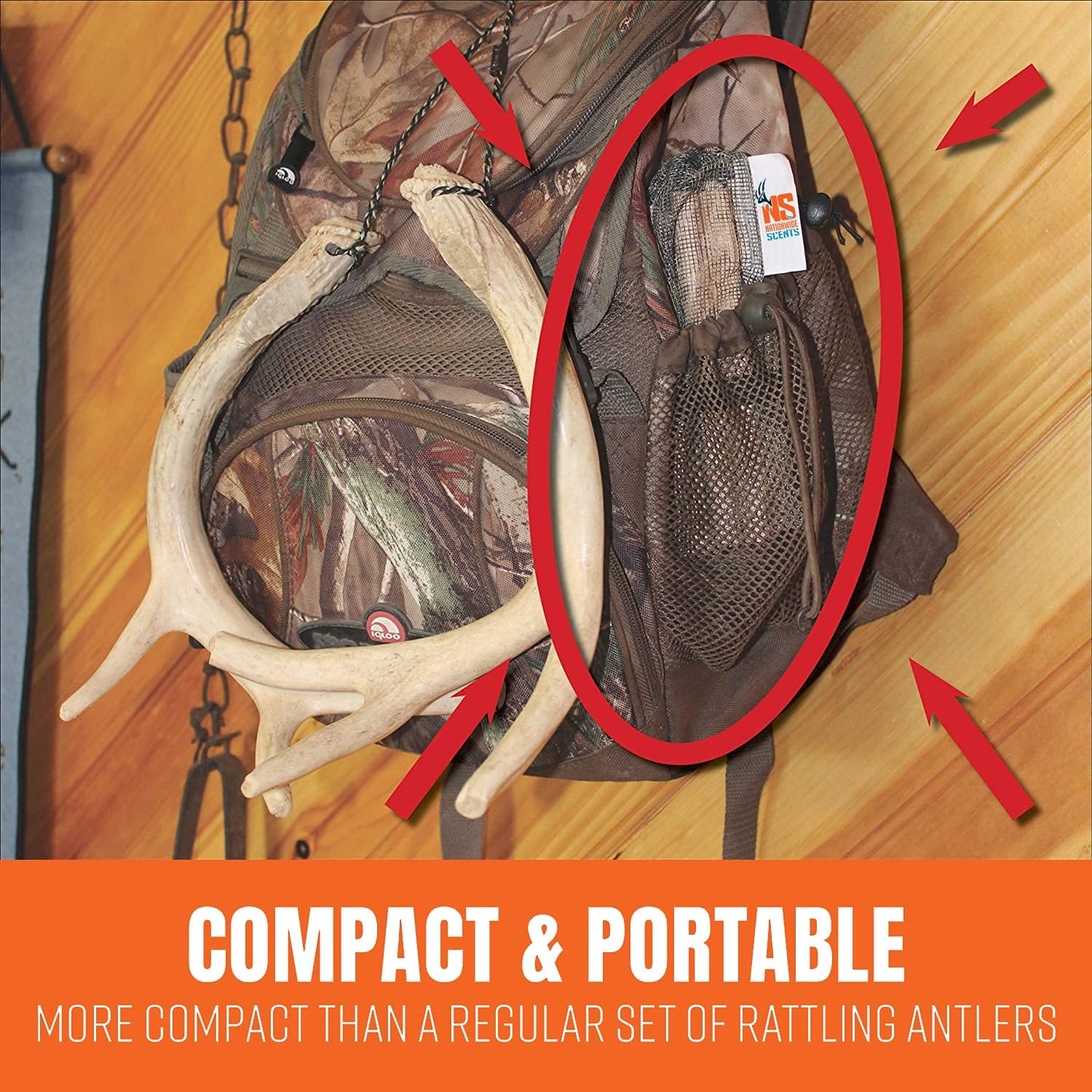 Nationwide Scents Deer Rattle Bag - Weather-Resistant Buck Rattling Antlers for Whitetail Deer Hunting - Portable and Durable Rattle Bag Deer Call