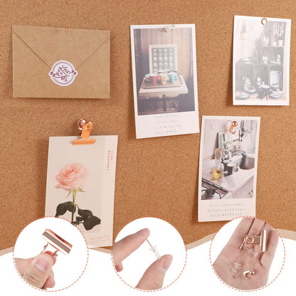 310 Pcs Rose Gold Push Pins Set, Thumb Tacks Decorative Push Pins for Cork Board with Push Pin Hook Pushpin Clip 5 Style Office Accessories for Cork Board Map Office (Rose Gold)