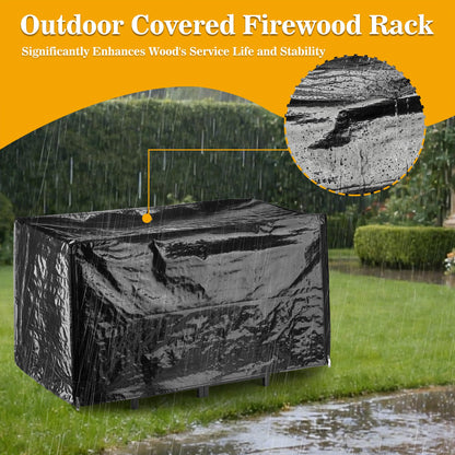 facka 40 Inch Heavy Duty Firewood Rack Outdoor with Cover, Waterproof Log Storage for Fireplace, Indoor & Outdoor Metal Wood Holder, Rustproof